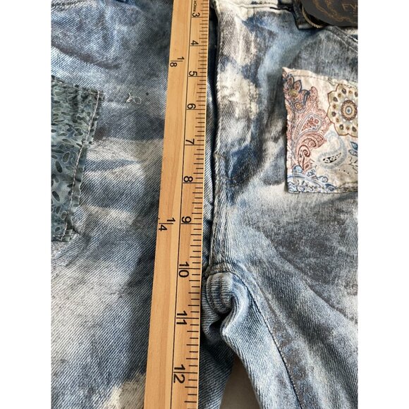 VTG Style FWRD Mens Custom Patchwork by Angelina Vanelli Distressed Denim Shorts - Picture 6 of 13